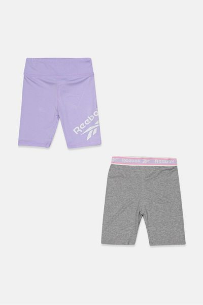 Reebok Kids Girl Sportswear Fit Brand Logo Pull On Shorts, Lavender
