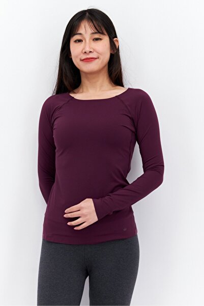 Triumph Women Plain Long Sleeve Sleepwear Top, Burgundy