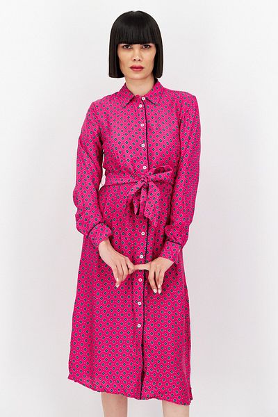 Tommy Hilfiger Women Allover Printed Belted Shirt Dress, Multicolor