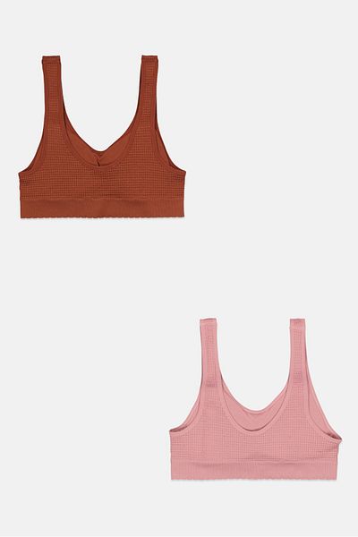 Comfort by Real Women 2 Pieces Textured Lightly Padded Bra, Brown