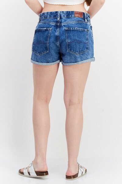 Pepe Jeans Women Washed Denim Shorts, Blue