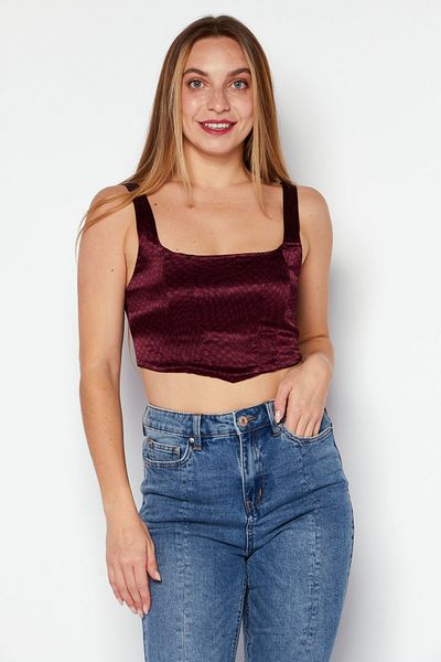 Tommy Jeans Women Scoop Neck Sleeveless Allover Print Tank Top, Maroon