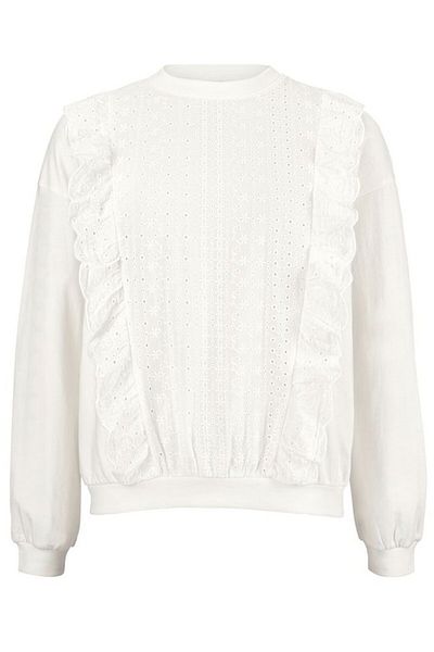 Tchibo Women Crew Neck Embroidered Sweatshirt, White