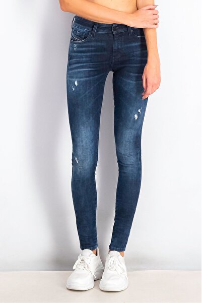 Diesel Women Super Slim Skinny Fit Wash Stretchable Rip Jeans, Navy