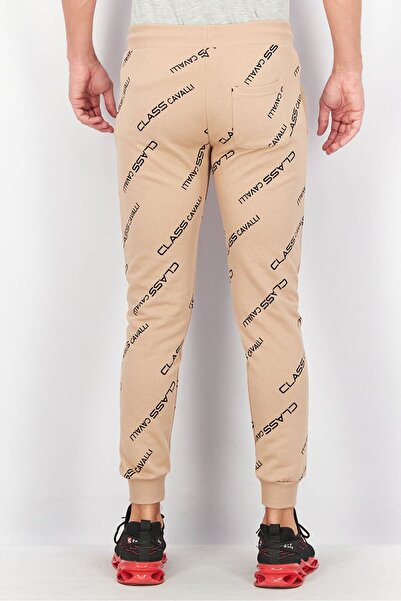 Cavalli Class Men Regular Fit Drawstring Brand Logo Pants, Coffee