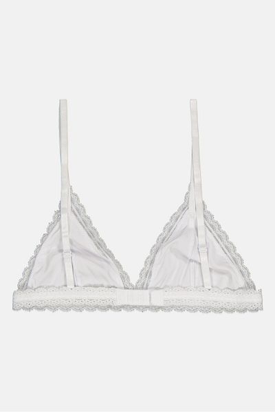 NA-KD Women Textured Non-padded Lace Bra, White