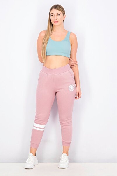 True Religion Women Graphic Collegiate Slim Jogger Pants, Wood Rose