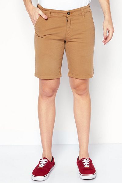 Nautica Men Slim Fit Plain Basic Shorts, Beige