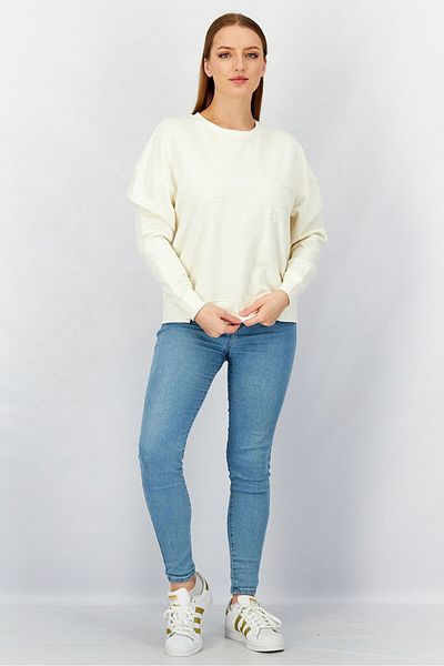 Tchibo Women Crew Neck Long Sleeve Embroidered Sweatshirt, White