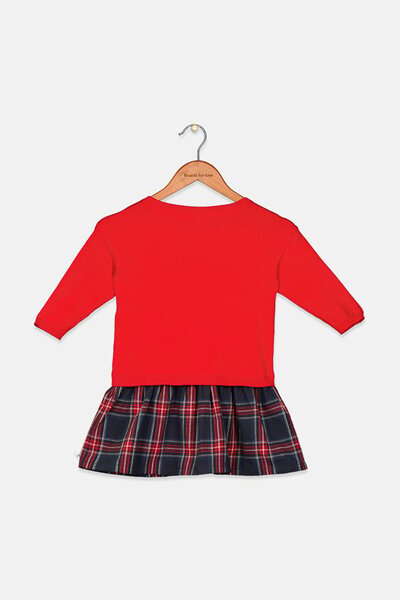 Tchibo Toddlers Girl Checkered Long Sleeve Dress, Red Combo