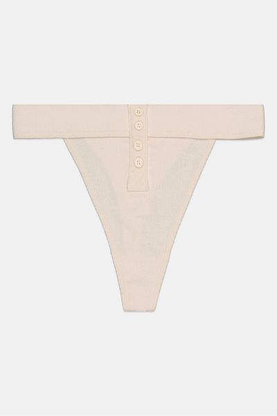 NA-KD Women Textured Pull On Panty, Cream