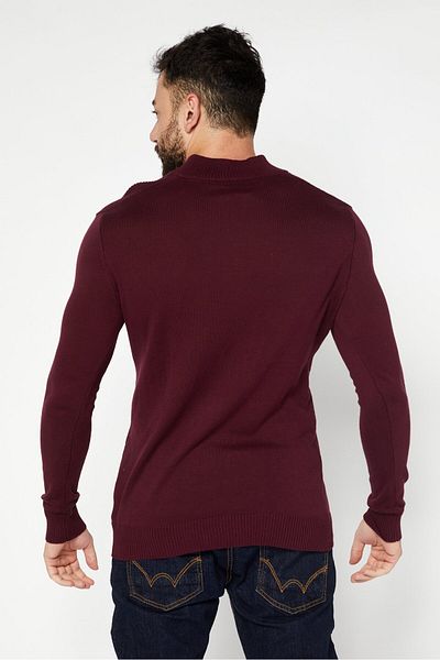 Club Room Men Band Collar Long Sleeve Plain Sweater, Maroon