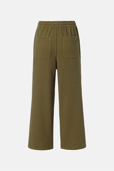 Tchibo Women Modern Leg Textured Culottes Pants, Olive