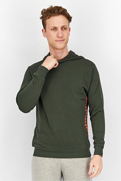 Baldinini Men Hooded Brand Logo Long Sleeves Sweatshirt, Green and Orange