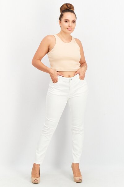 Tchibo Women Slim Fit Plain Stretchable Jeans, White