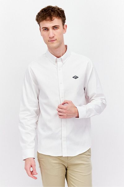 Esprit Men Regular Fit Long Sleeves Brand Logo Casual Shirt, Pink
