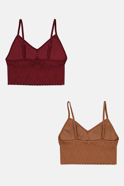 Capezio Women 2 Pieces Lightly Padded Textured Bra, Maroon