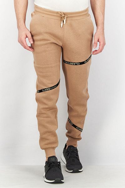 Cavalli Class Men Regular Fit Brand Logo Jogger Pants, Tan