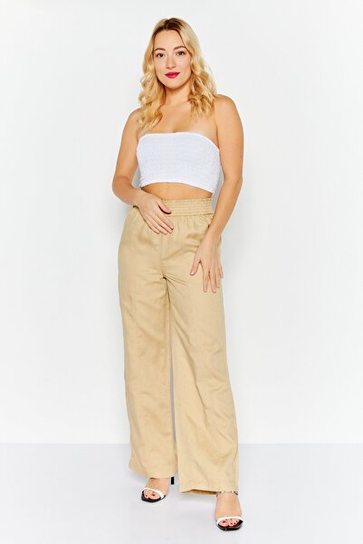 Esprit Women Regular Fit Solid Straight Pants, Khaki