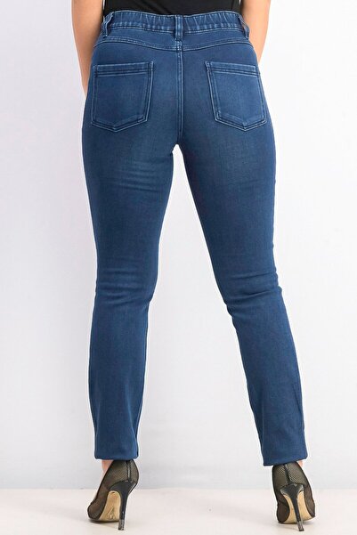 Tchibo Women Regular Fit Plain Straight Leg Pants, Blue