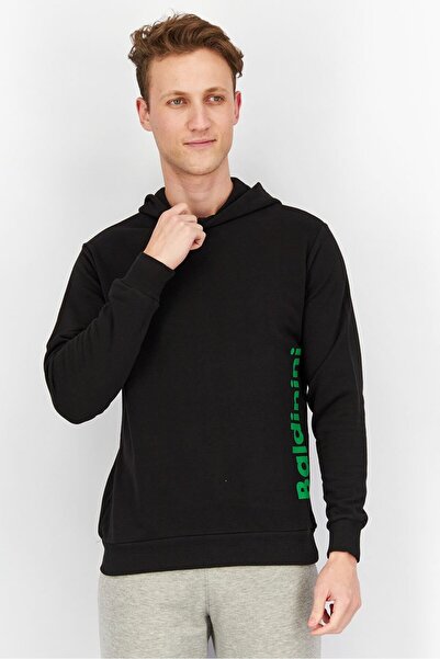 Baldinini سويت شيرت رجالي بغطاء للرأس وأكمام طويلة وشعار العلامة التجارية، با...