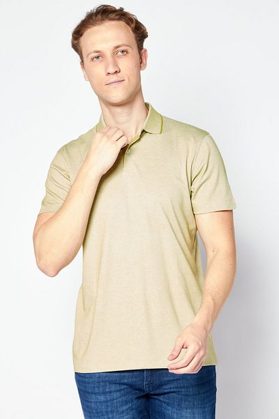 Selected Homme Erkek Regular Fit Düz Kısa Kollu Polo Gömlek, Açık Yeşil