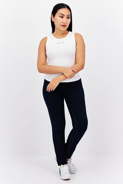 Esprit x Rest and Recreation Women Round Neck Sleeveless Brand Logo Tank Top, White