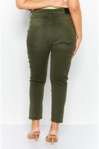 Diesel Women D-Fayza Boyfriend Fit Plain Stretchable Denim Jeans, Olive