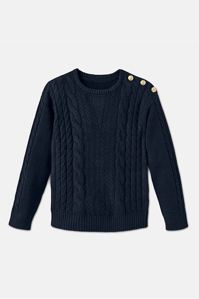 Tchibo Kids Girl Knitted Crew Neck Sweater, Navy