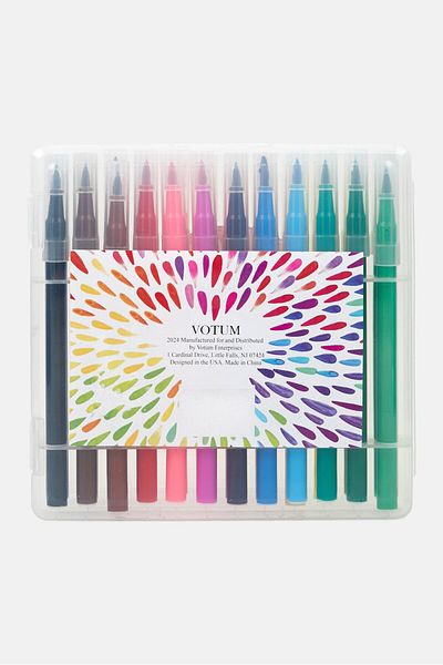 Votum 24 Piece Of Watercolor Pens With Compact Storage, Red Combo
