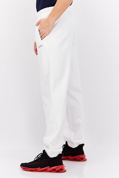 Esprit Men Regular Fit Brand Logo Sweatpants, White
