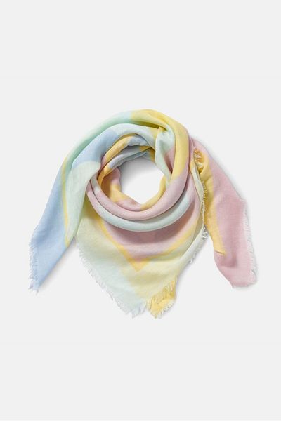Tchibo Women Block Color Scarf 120 x 120 cm, Blue Combo