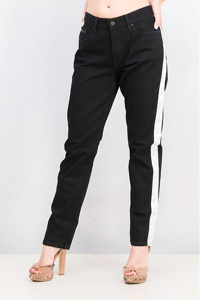 Calvin Klein Women Straight Fit Dark Wash Non,Stretchable Denim, Black