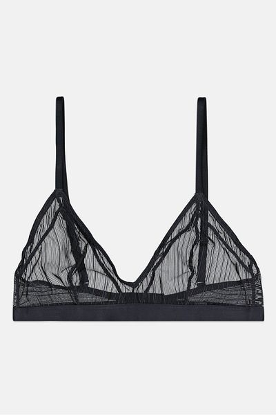 Etam Women Non-Padded Triangle Lace Bra, Dark Grey