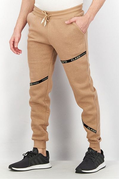 Cavalli Class Men Regular Fit Brand Logo Jogger Pants, Tan