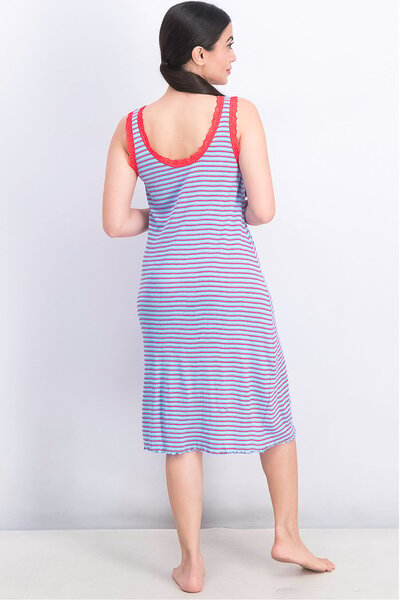 Tchibo Women Striped Sleeveless Sleeping Dress, Multicolor