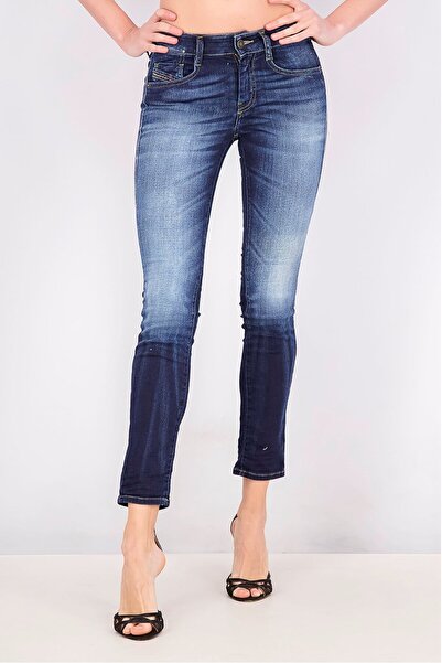 Diesel Women Skinny Fit Textured Stretchable Jeans, Wash Blue
