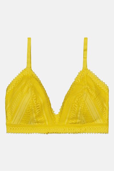 Etam Women Textured Lightly Padded Bra, Yellow