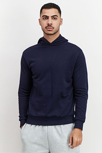 Baldinini Men Brand Logo Long Sleeves Hoodie, Navy Blue