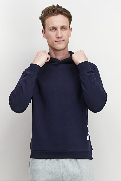 Baldinini سويت شيرت رجالي بغطاء للرأس وأكمام طويلة وشعار العلامة التجارية، أز...