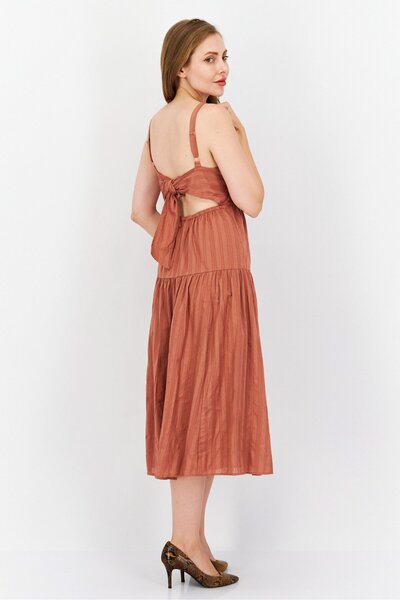 Gentle Fawn Women Textured Sleeveless Midi Dress, Rust
