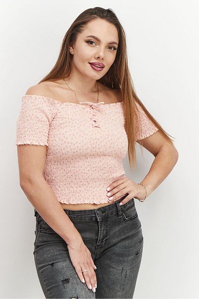 Roxy Women Off Shoulder Neck Cold Shoulder Floral Print Top, Pink