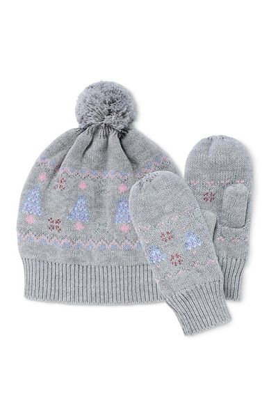 Tchibo Kids Girls Beanie And Winter Gloves, Grey