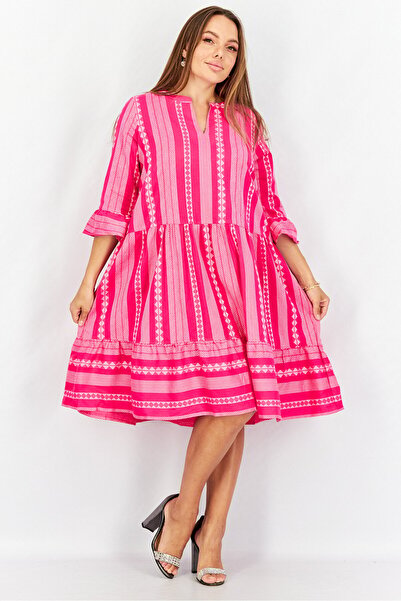 Tchibo فستان نسائي بأكمام 3/4، وردي