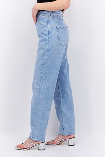 Esprit Women Dad Fit High Rise Straight Leg No Stretch Jeans, Light Blue
