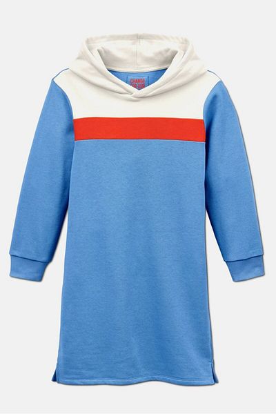 Tchibo Kids Girl Colorblock Sweatshirt Dress, White and Blue
