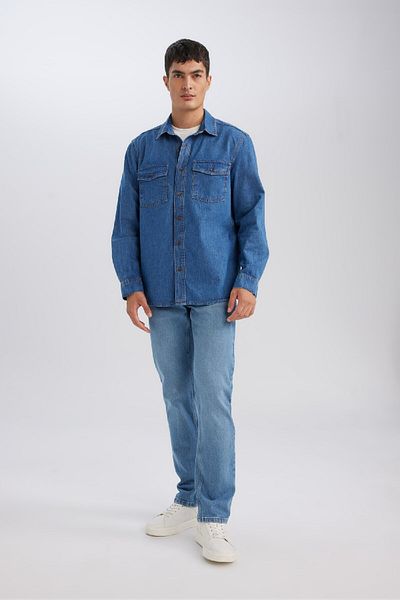 DeFacto Cămașă de jeans cu mânecă lungă, cu croiala normală D5389ax24au