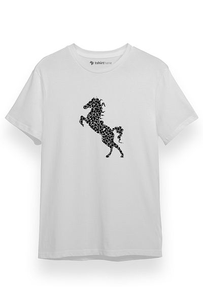 Tshirthane Ανδρικό T-Shirt - Horse Minimal Icon, Λευκό, Κοντό μανίκι