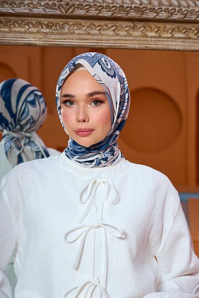 İpekhan Μαλακό κασκόλ Marrakech Collection Steel Blue 1202-02