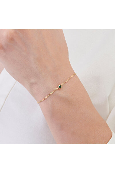 Altınbaş Yeşil Taşlı Altın Bileklik